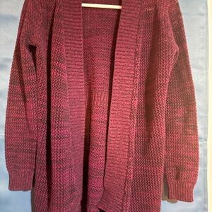 AB Studio Maroon Open-Front Cardigan